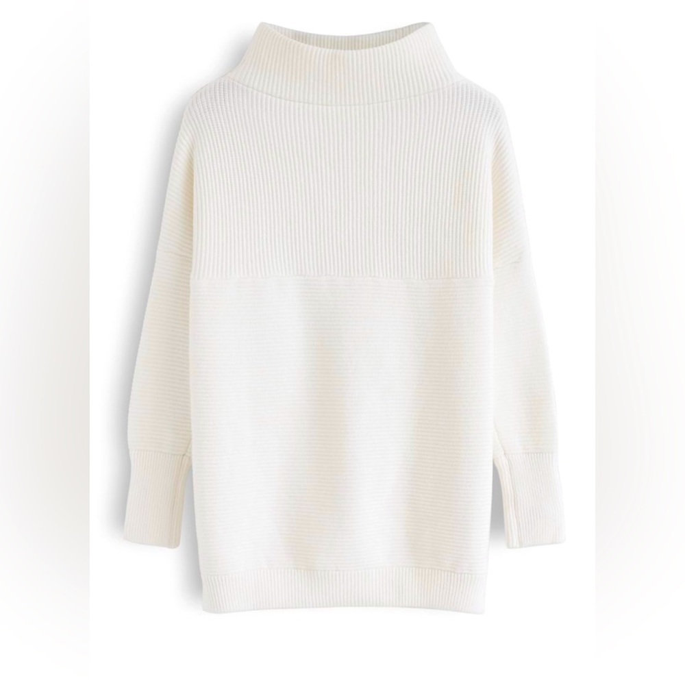 Chicwish cozy ribbed turtle neck sweater in white